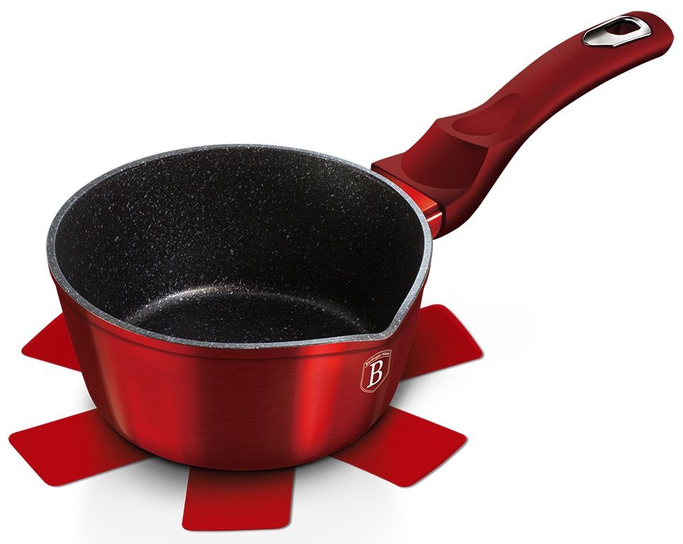 BerlingerHaus Burgundy Set di 5 Coltelli da Cucina Professionali, Tagliere in Bambù, Lama in Acciaio Inossidabile, Rivestimento Antiaderente Coltello da Cuoco, Pane, Affettare, Design Metallic Line