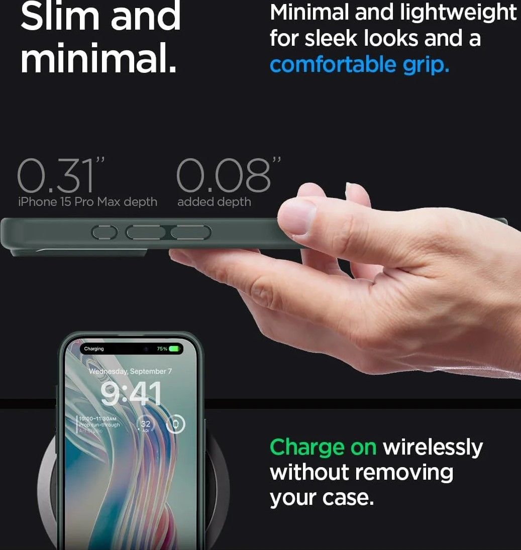 Калъф Spigen - Ultra Hybrid, iPhone 15 Pro Max, Abyss Green | Ozone.bg