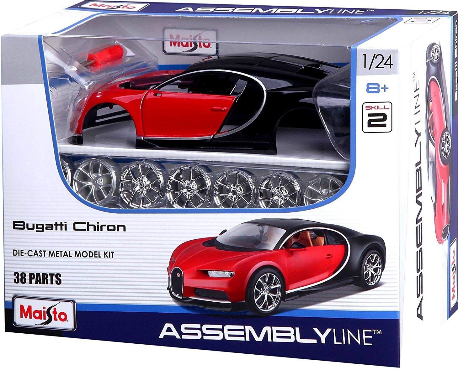 Maisto Bugatti Chiron 1:24 Métal - Voiture Miniature Avec Socle De Présentation, Modèle Aléatoire Pour Enfants 3+ Et Collectionneurs
