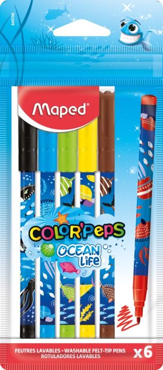 Комплект флумастери Maped Color Peps - Ocean Life, 6 цвята | Ozone.bg