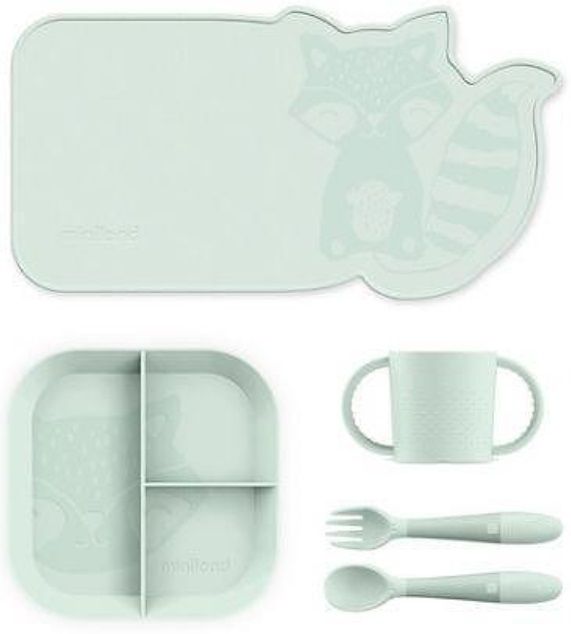 Комплект за хранене Miniland - 5 части, зелен | Добра цена | Ozone.bg