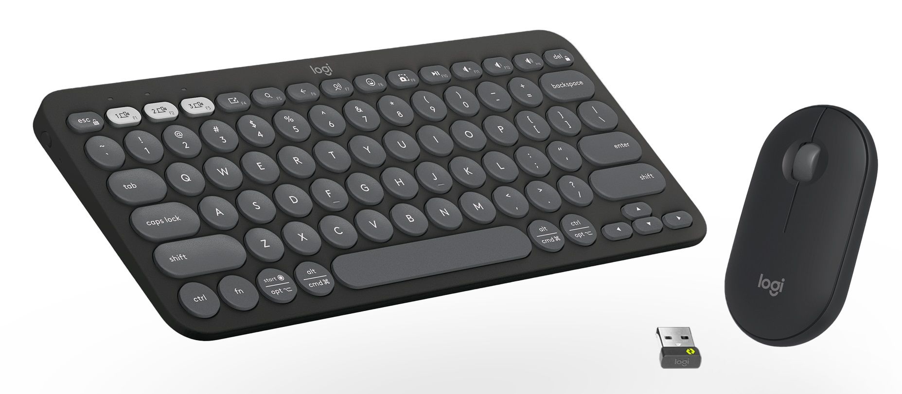 Комплект клавиатура Logitech K380s + мишка Logitech M350s, сиви | Ozone.bg