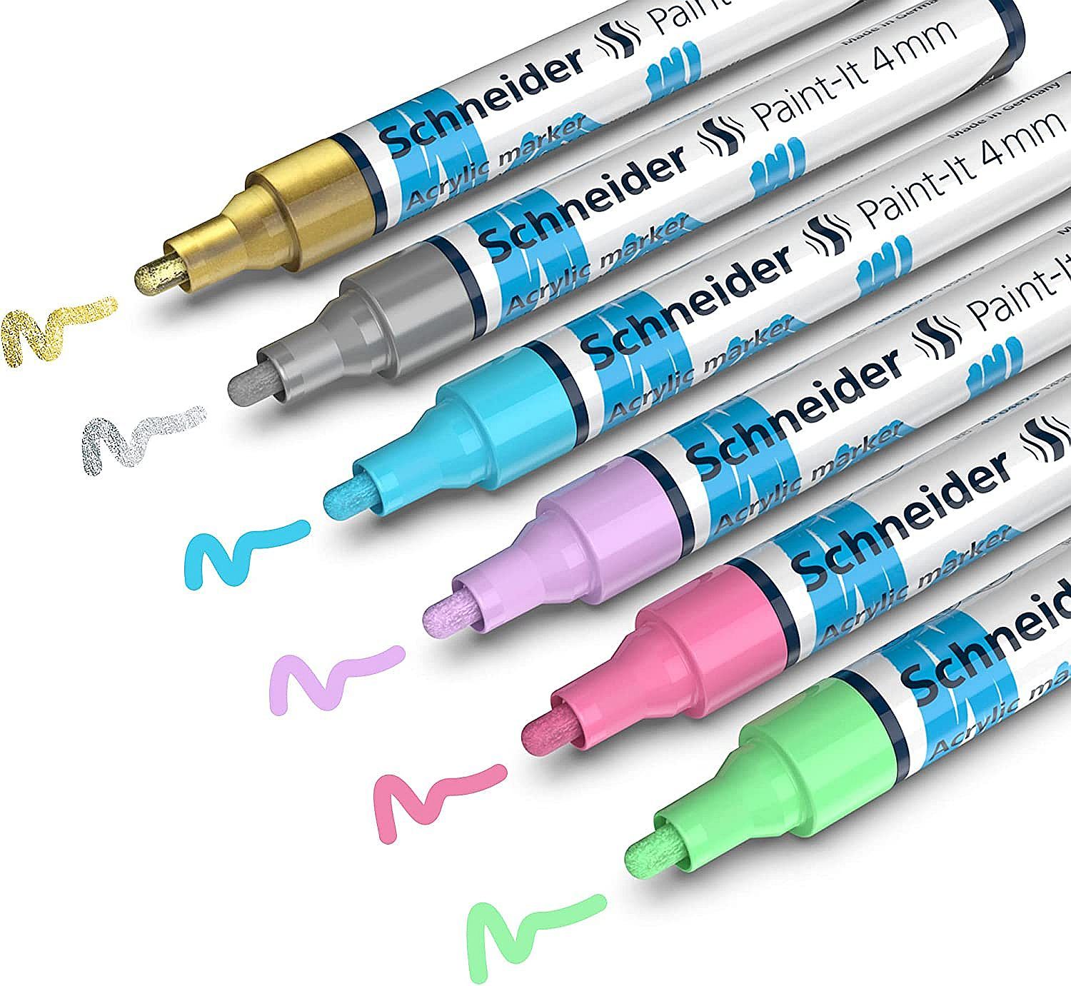 Комплект акрилни маркери Schneider Paint-It - 320, 4.00 mm, 4 пастелни ...