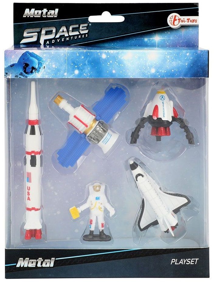 Комплект за игра Toi Toys - Космос, с 5 метални фигурки, асортимент ...