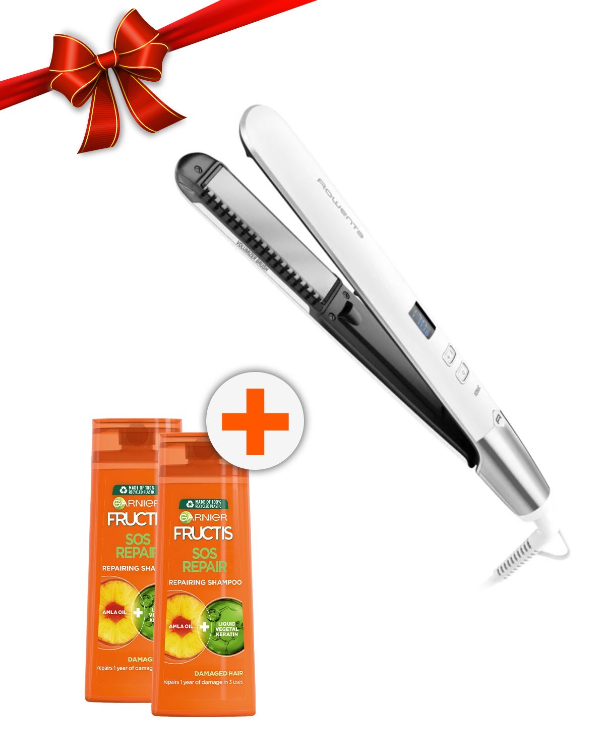 Комплект преса за коса Rowenta - SF4650F0 + шампоан Garnier Fructis 2бр ...