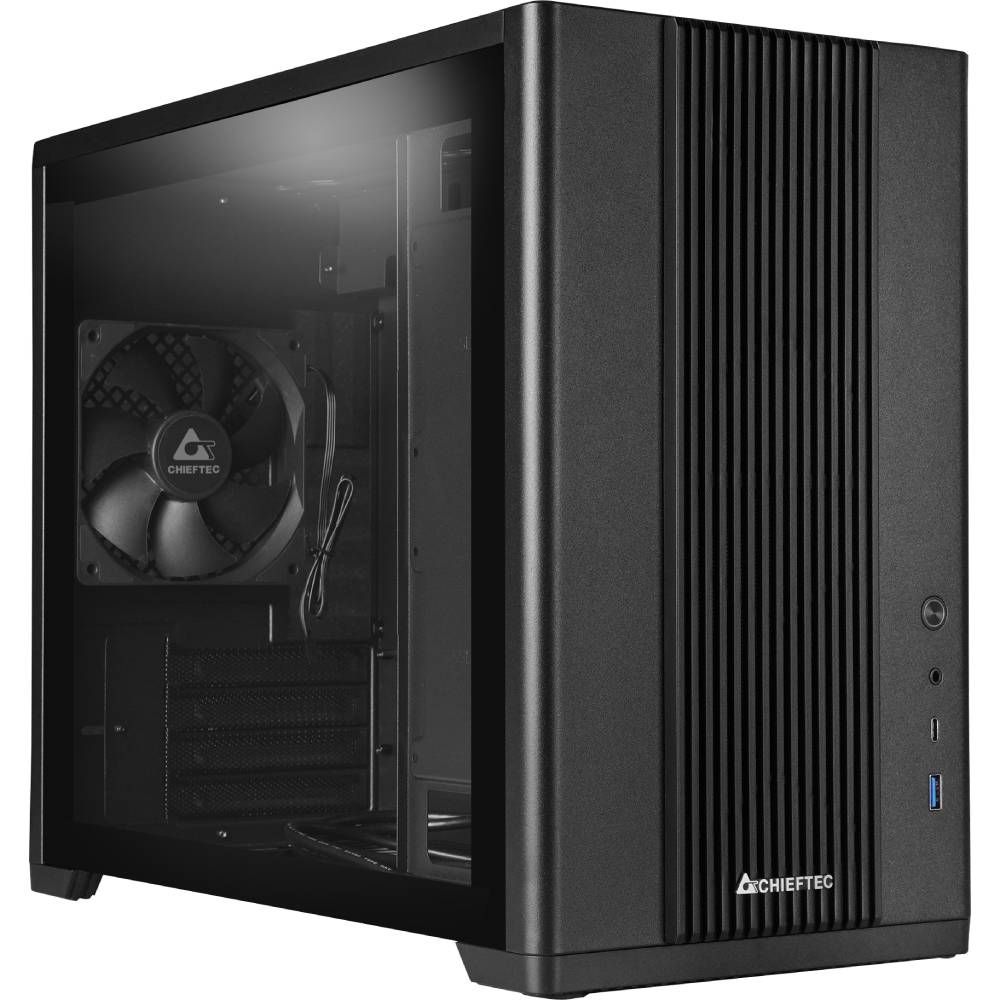 Кутия Chieftec - UNI Chassis BX-10B-OP, mini tower, черна/прозрачна ...