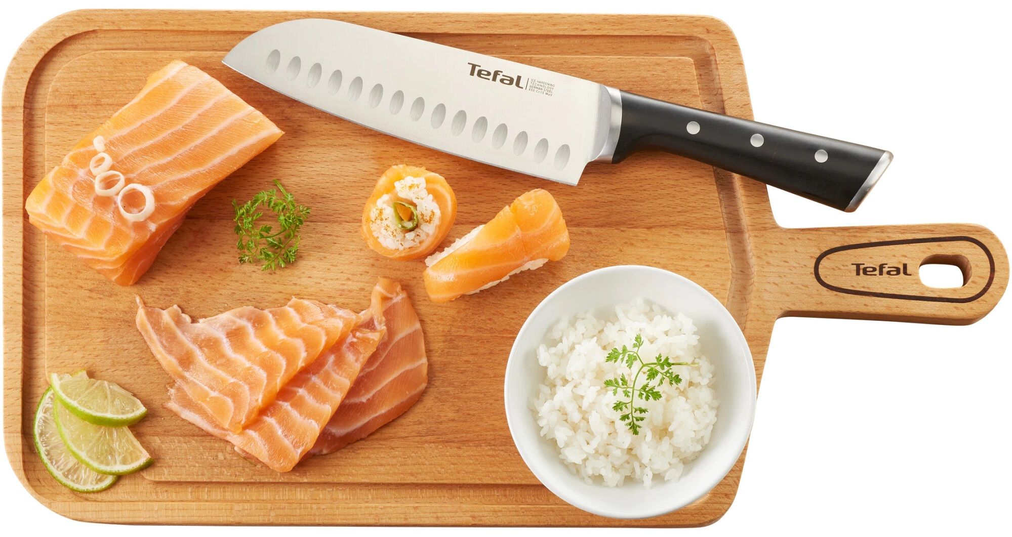 Кухненски нож Tefal - Ice Force Santoku, 18 cm, черен | Ozone.bg
