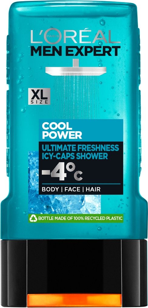 Lot De 2 Gels Douche L'Oréal Men Expert Cool Power - Menthe Glacée 300ml, PH Neutre | Neuf