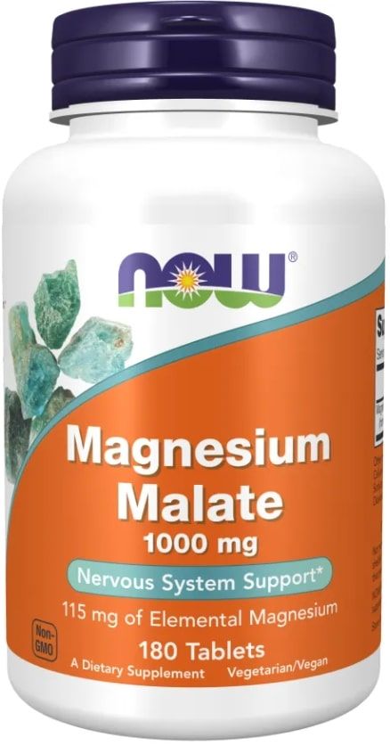 Magnesium Malate, 1000 mg, 180 таблетки, Now | Ozone.bg