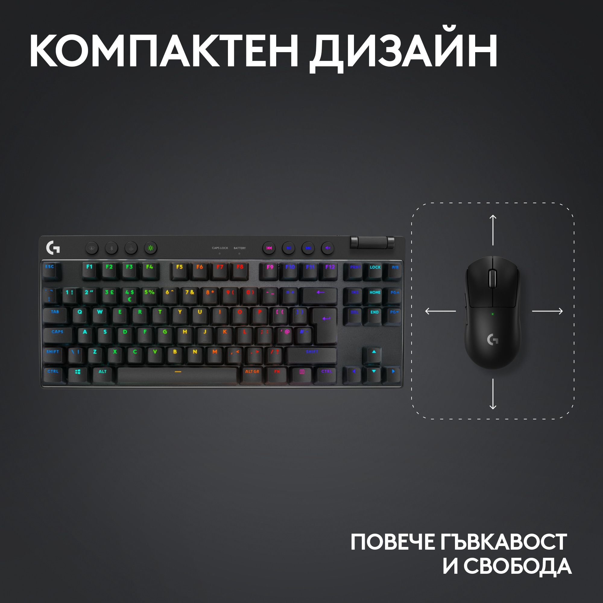 Механична клавиатура Logitech - G Pro X TKL, безжична, GX, черна | Ozone.bg