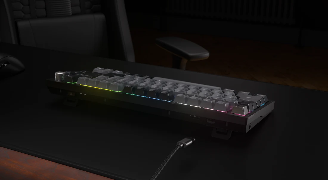 Linear Rgb Механична клавиатура Corsair - K65 PLUS, безжична, Linear, RGB, сива ...