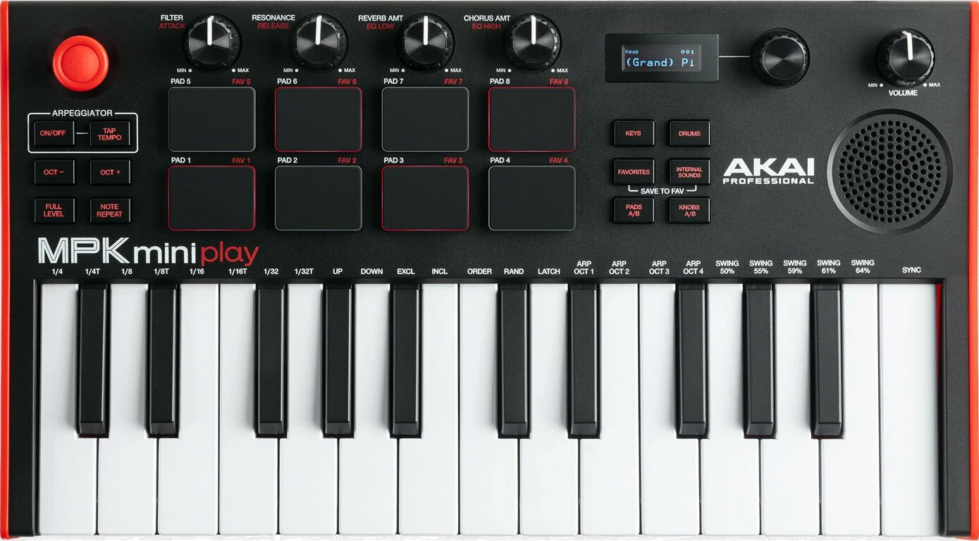 MIDI контролер-синтезатор Akai Professional - MPK Mini Play MK3, черен ...