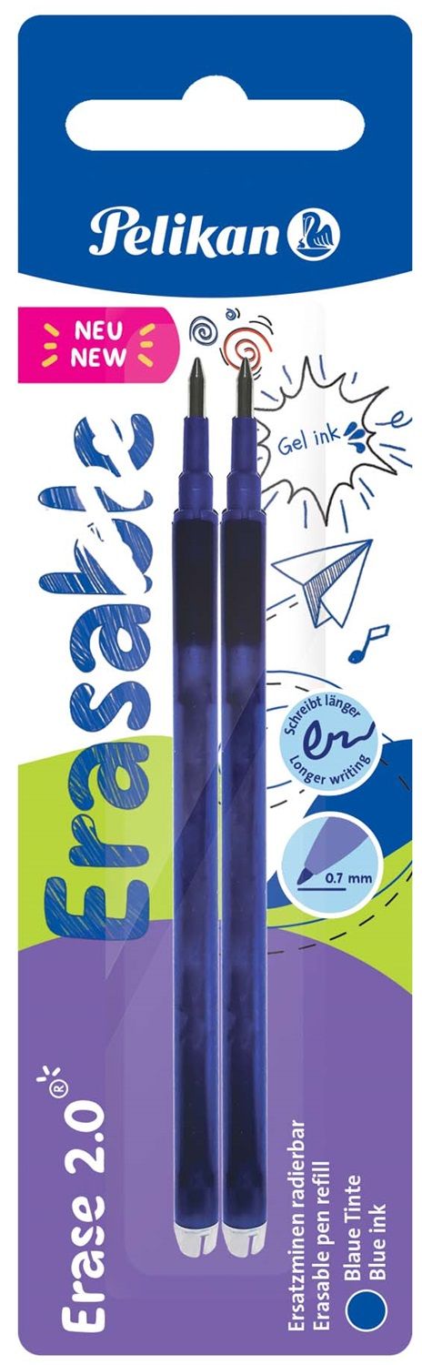 Пълнител за гел химикалка Pelikan Erase 2.0 - Синьо мастило, 2 броя ...