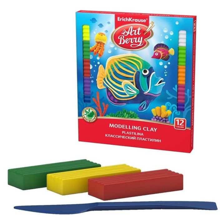 Пластилин Erich Krause Art Berry - с Алое Вера, 12 цвята | Ozone.bg