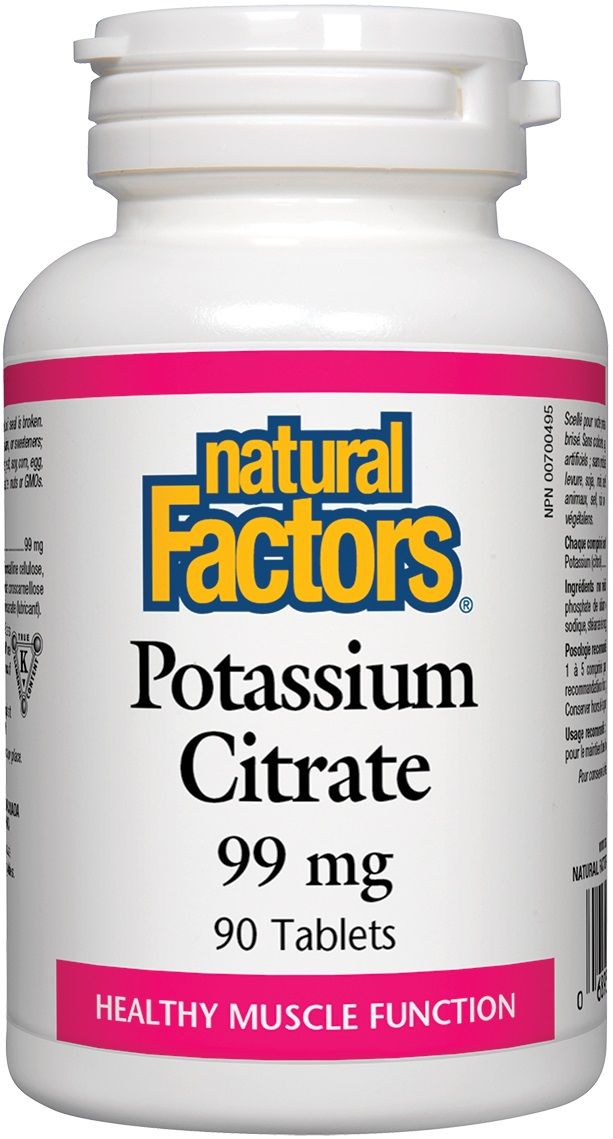 Potassium Citrate, 99 mg, 90 таблетки, Natural Factors | Ozone.bg