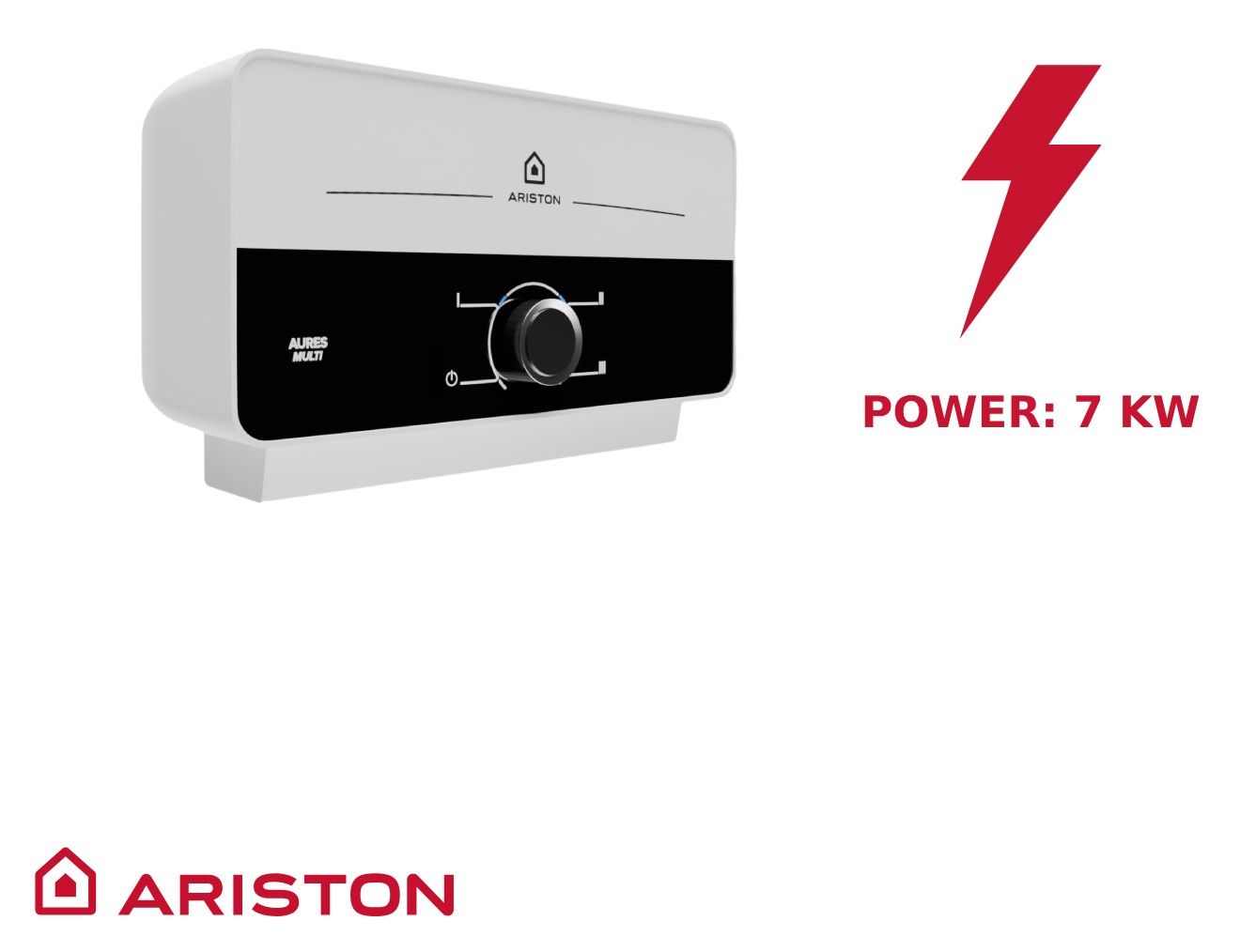 Aures Multi Проточен бойлер Ariston - Aures Multi 7 EU, 7000W, черен/бял | Ozone.bg