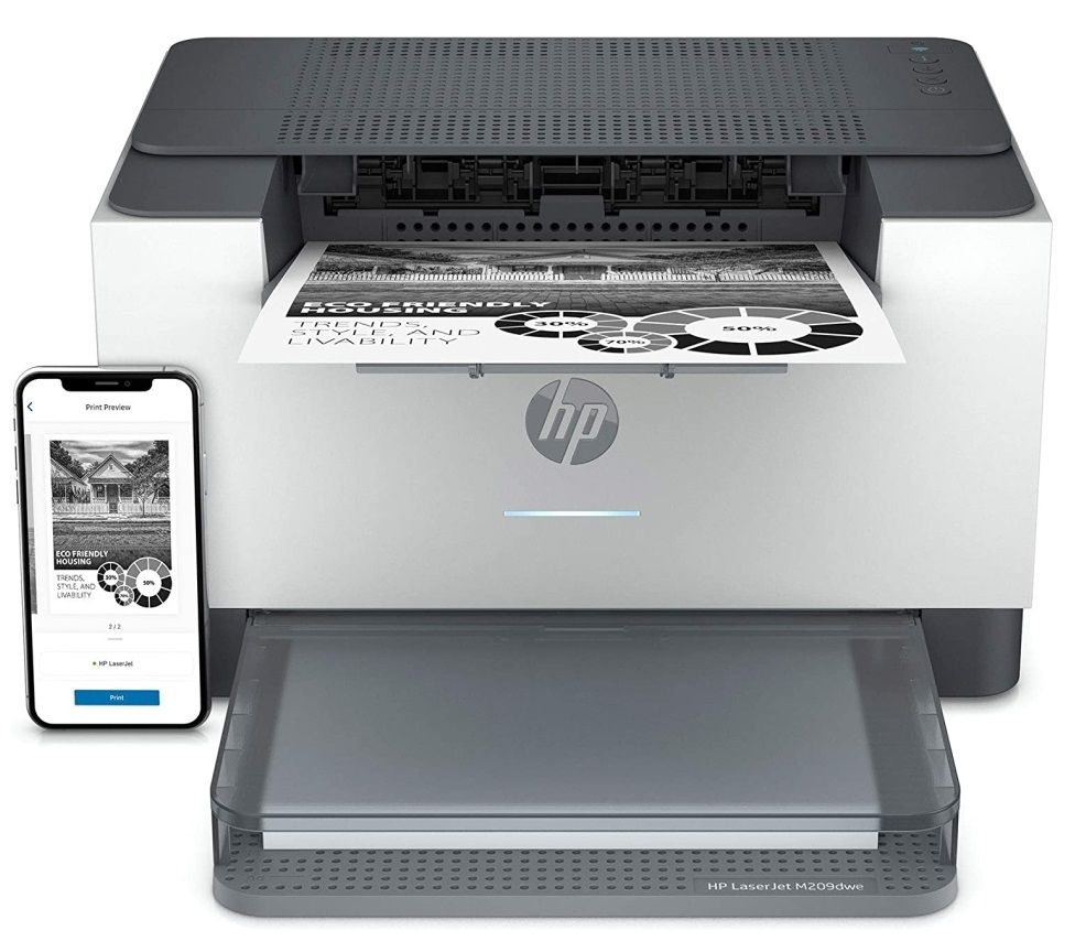 Принтер HP LaserJet M209dw, лазерен, бял/черен Ozone.bg