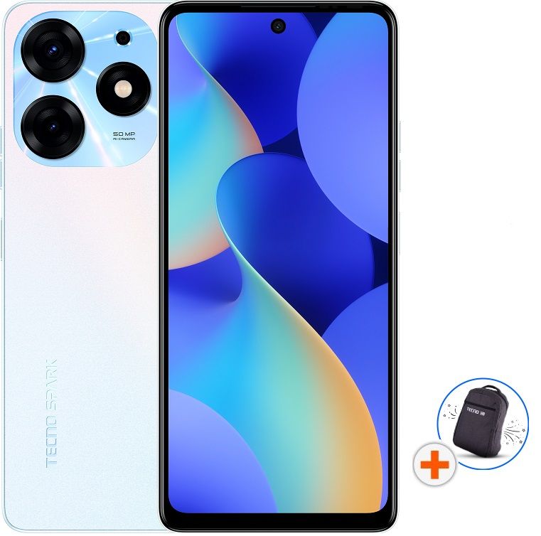 Смартфон Tecno - Spark 10 Pro, 6.8'', 8GB/128GB, бял + раница | Ozone.bg