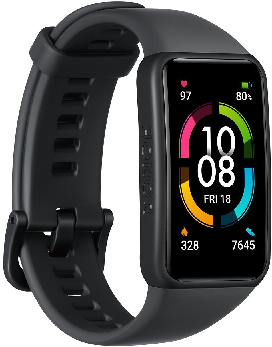Смарт гривна Honor - Band 6, 1.47", черна с черна каишка | Ozone.bg
