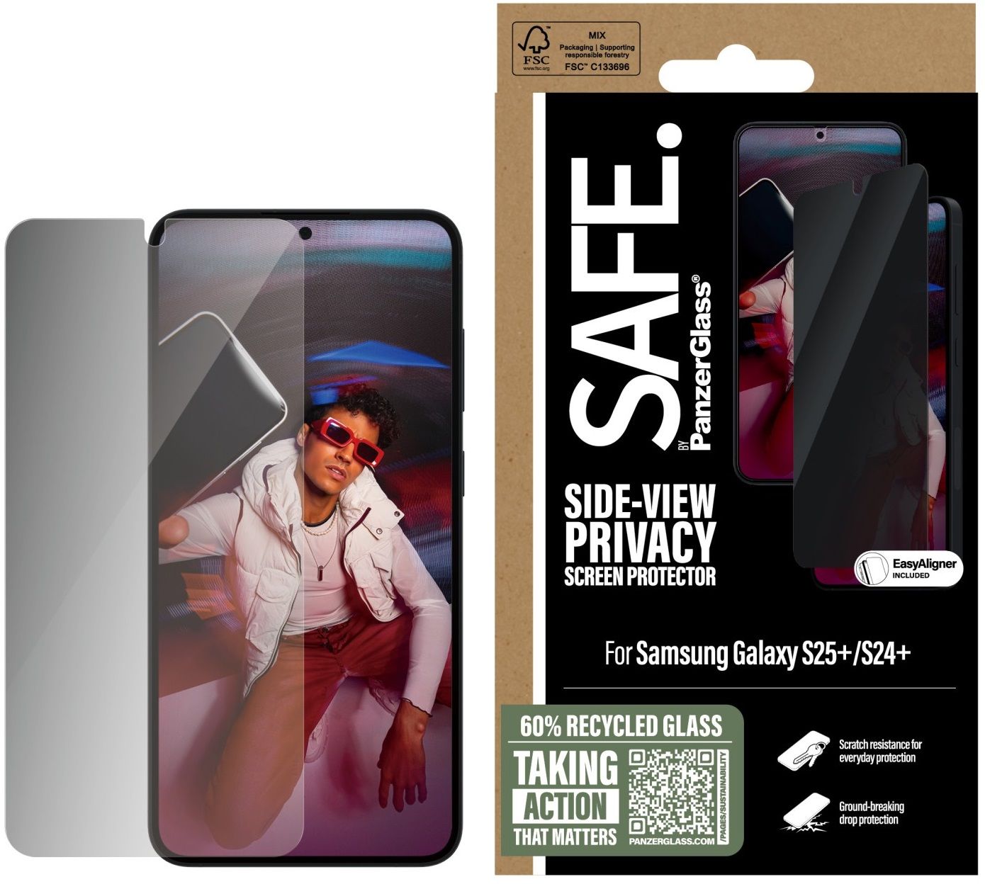 Protector Safe Стъклен протектор SAFE - Privacy UWF, Galaxy S25 Plus | Ozone.bg