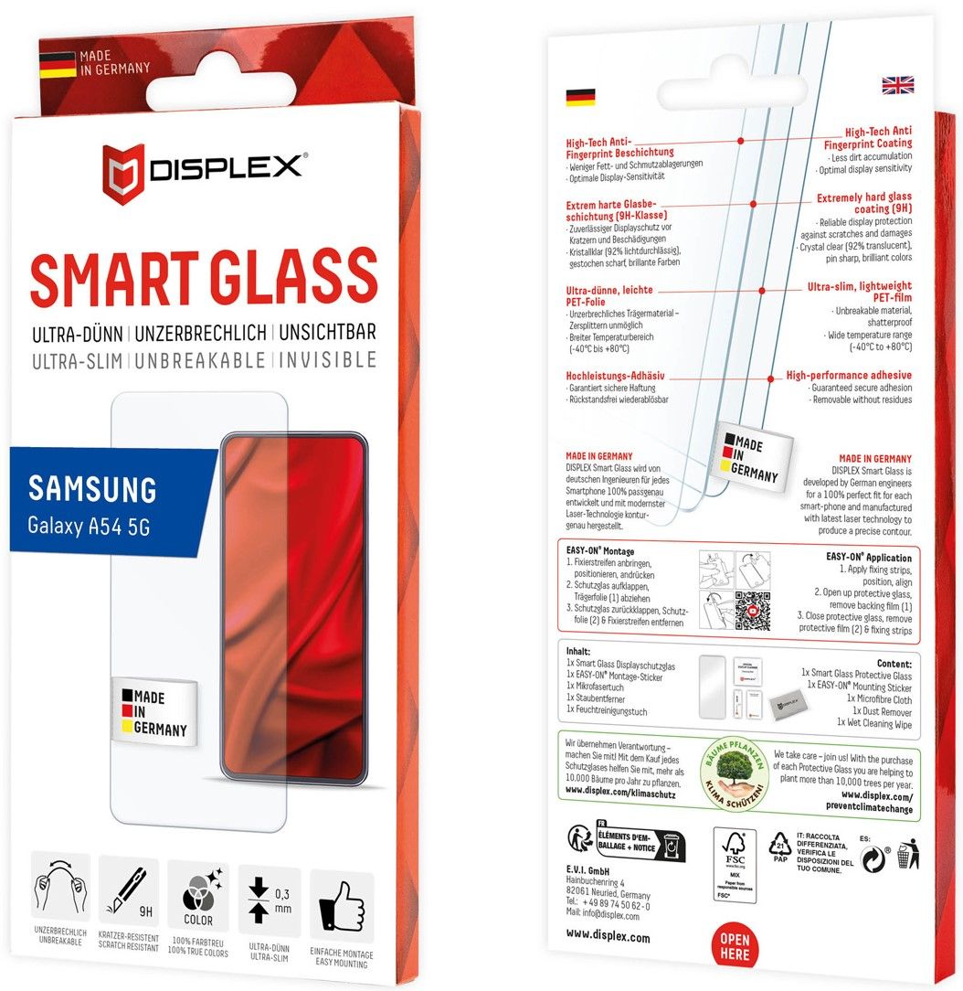 Стъклен протектор Displex - Smart Glass Folio 2D, Samsung A54 5G | Ozone.bg