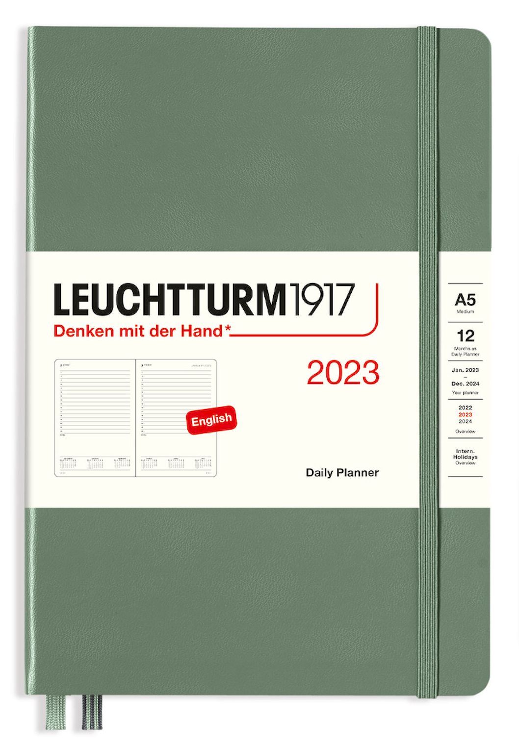 Тефтер Leuchtturm1917 Daily Planner Маслиненозелен, A5, 2023 Ozone.bg
