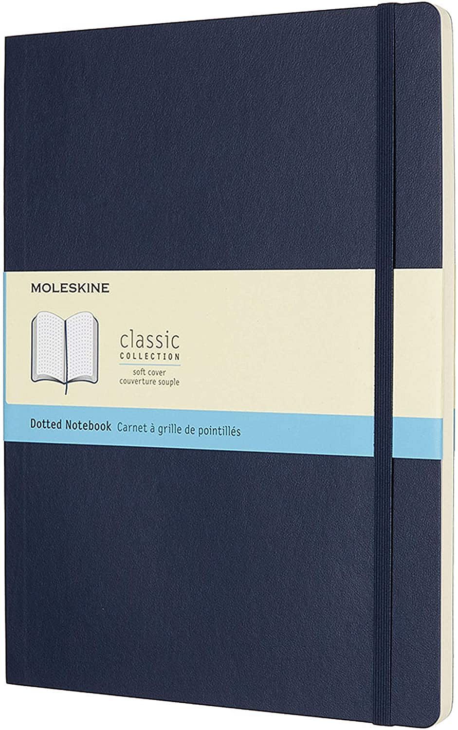 Тефтер с меки корици Moleskine Classic Dotted XL Син, страници на