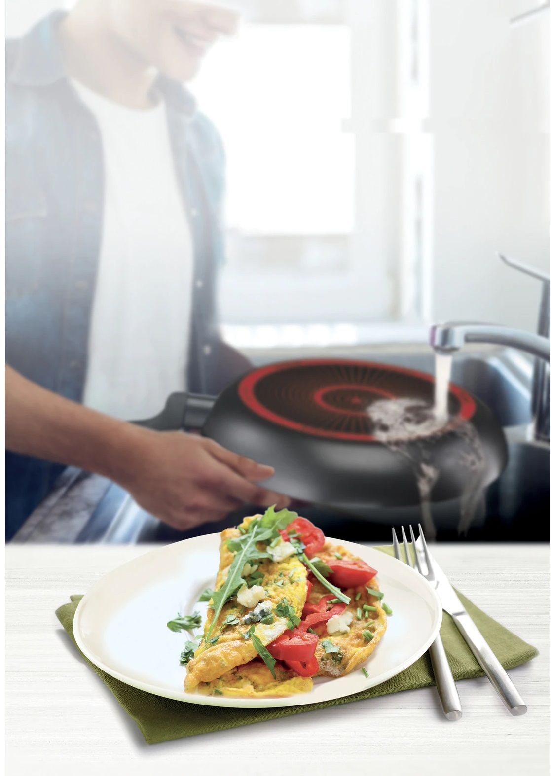 Тиган Tefal - Simply Clean B5670553, 26 cm, черен | Ozone.bg