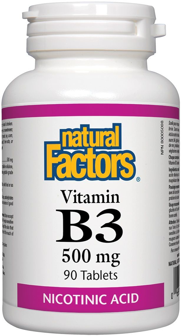 Vitamin B3, 500 mg, 90 таблетки, Natural Factors Ozone.bg