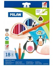 Комплект цветни моливи Milan - Триъгълни, 18 цвята -1