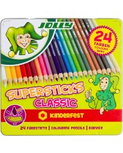 Комплект цветни моливи Jolly Kinderfest Classic - 24 цвята, метална кутия -1