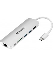 USB хъб Sandberg - 136-18, 5 порта, сив
