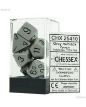 Комплект зарове Chessex Opaque Poly 7 - Grey & Black (7 бр.) -1