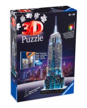 3D пъзел Ravensburger от 216 части - Емпайър Стейт Билдинг, със светлини -1