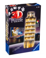 3D пъзел Ravensburger от 216 части - Наклонената кула в Пиза през нощта -1