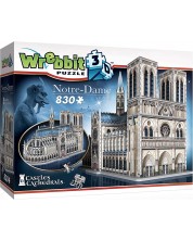 3D пъзел Wrebbit от 830 части - Катедралата Нотр Дам -1