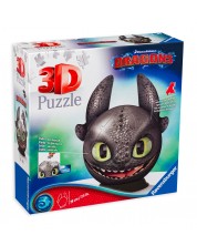 3D пъзел Ravensburger от 72 части - Как да си дресираш дракон 3, Беззъб -1