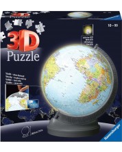 3D Пъзел Ravensburger от 540 части - Глобус със светлина