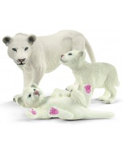 Комплект фигурки Schleich Wild Life - Бяла лъвица майка с малки -1
