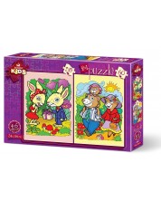 Пъзел Art Puzzle 2 в 1 - Зайците и Мечешкото семейство