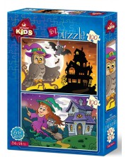 Пъзел Art Puzzle 2 x 100 - Бухалът и Сладката Вещица