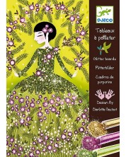 Комплект за рисуване с брокат Djeco - Блестящи рокли -1