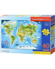 Пъзел Castorland от 40 XXL части - Картата на света -1