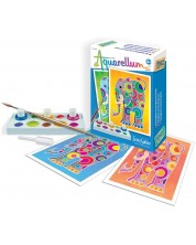 Комплект за оцветяване с акварелни бои Sentosphere Aquarellum Mini - Слончета -1