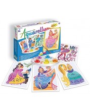 Комплект за оцветяване с акварелни бои Sentosphere Aquarellum Junior - Принцове и принцеси -1