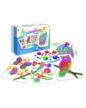 Комплект за оцветяване с акварелни бои Sentosphere Aquarellum Junior - Птици -1