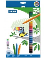 Комплект флумастери 18 цвята Milan – Conic tip -1