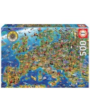 Пъзел Educa от 500 части - Необикновена карта на Европа -1