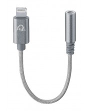 Преходник AQL - Aux Audio, 3.5 mm/Lightning, сребрист -1