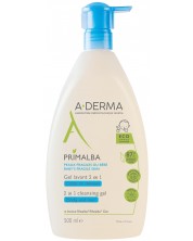 A-Derma Primalba Почистващ гел за коса и тяло, 500 ml -1